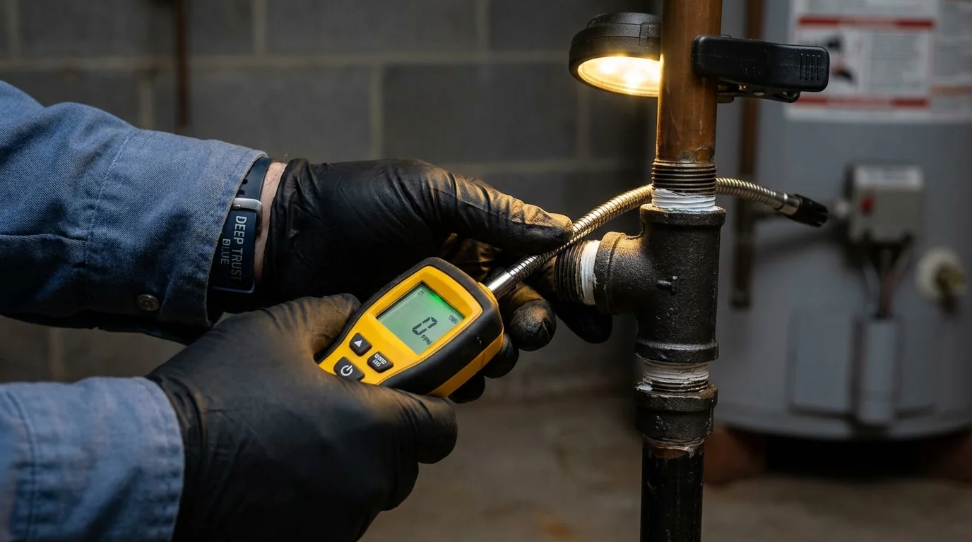 Gas leak detection with electronic sniffer by Johns Plumbing LLC in Clarendon